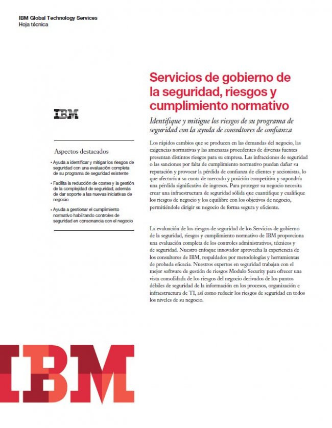 Servicios IBM de gobierno de la seguridad, riesgos y cumplimiento normativo (Casos prácticos)